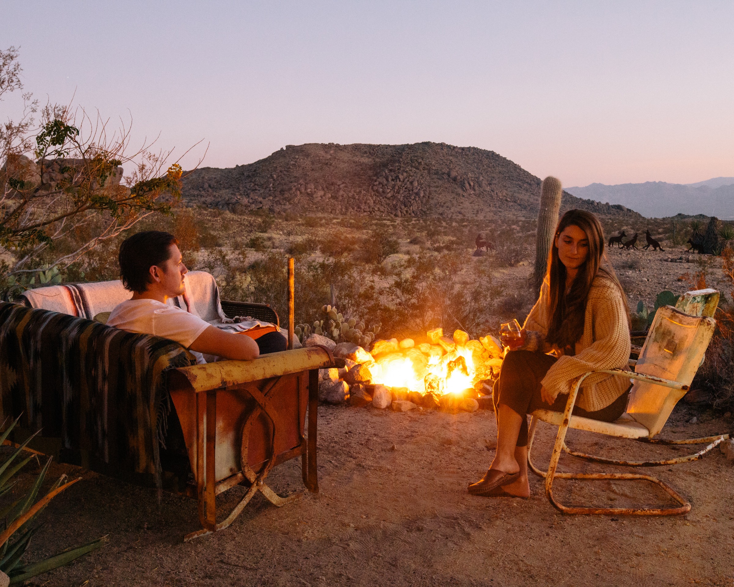 Rich and Sara Combs around the fire